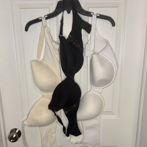 EUC Black, White & Cream 3 Piece Bra Set
